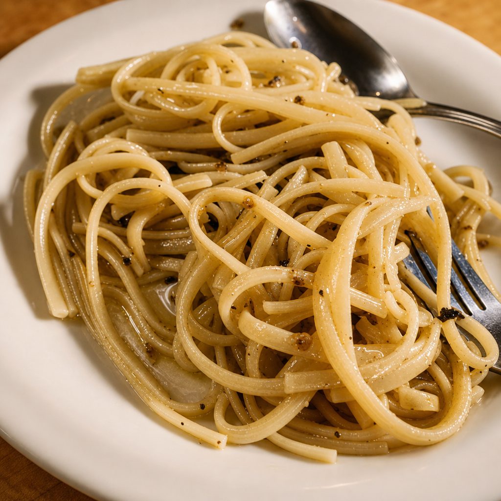 Linguini with Garlic and Olive Oil.