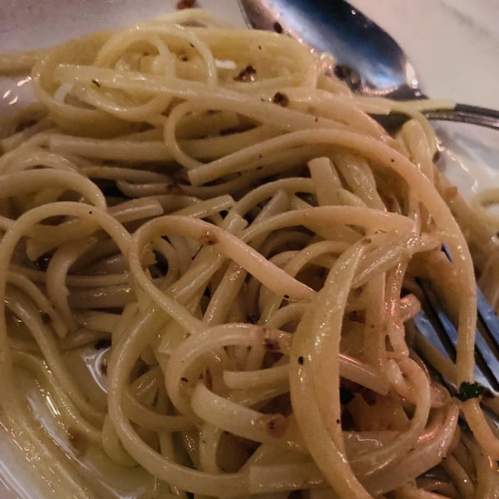 Linguini with Garlic and Olive Oil.