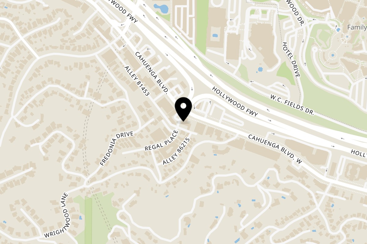 Map showing the location of Miceli's Cahuenga Blvd on 3655 Cahuenga Blvd in Los Angeles